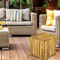 Golden Glitter Cube Pouf
