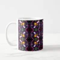 Vibrant Neon Honeybee with Abstract Pattern Coffee Mug