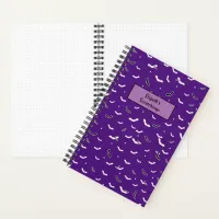 Halloween Black and White Flying Bats Pattern  Notebook