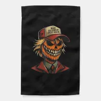 Funny Trumpkin Pumpkin Skeleton Make Halloween Gre Garden Flag
