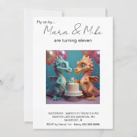 *~* TWINS Dragon Cake Photo AP88 Birthday Party Invitation