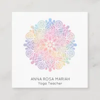*~*  Sacred Geometry Rainbow Mandala Spiritual Square Business Card