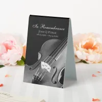 Black White Violin Musician Celebration of Life Table Tent Sign