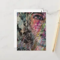 colorful abstract face mixed media postcard