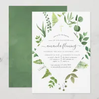 Woodland Forest Greenery Baptism or Christening Invitation
