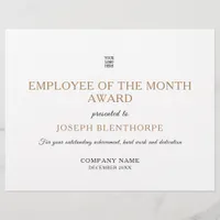 Simplistic Typographical Employee of Month Award