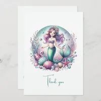 Pastel Under the Sea Girl’s Birthday Thank You Card