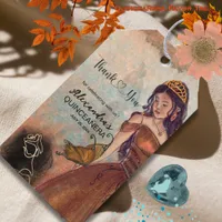 Elegant Vintage Copper Rose Quinceañera Favor Tag