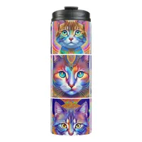 Psychedelic Colorful Royal Cats Thermal Tumbler