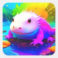 Cute Cartoon Axolotl  Square Sticker