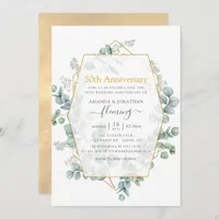 Eucalyptus Geometric 50th Wedding Anniversary Invitation