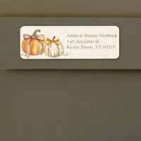 Rustic Fall Pumpkins with Cute Bows Autumn Wedding Label