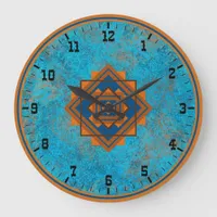 Southwest Mountain Peaks Turquoise Old West Style Large Clock