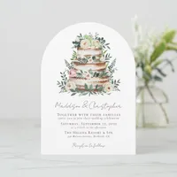 Floral Eucalyptus Cake Wedding Invitation