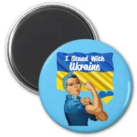 I Stand with Ukraine Vintage Rosie Flag Heart Magnet