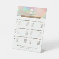 Elegant Beautician Holographic Service Price List  Pedestal Sign