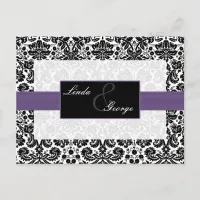 purple damask  Wedding rsvp card