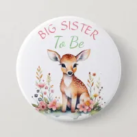 Baby Deer in Flowers |  Sister to be Baby Shower Button