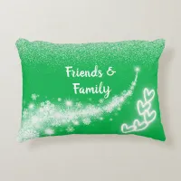 White glitter, monogrammed on green | accent pillow