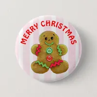 Merry Christmas Gingerbread man Button