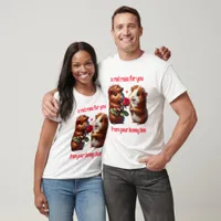 Cute Guinea Pigs in Love Exchange a Red Rose T-Shirt