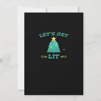 Let's Get Lit Funny Drunk Drinking Christmas Tree  Holiday Card