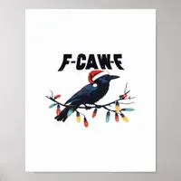 Funny Crow Christmas Classic Retro Design Poster