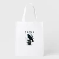 Gothic Crow F Caw F Raven Skull Halloween Graphic  Grocery Bag