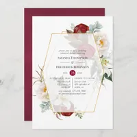 Boho Burgundy Geometric Floral Rehearsal Dinner Invitation