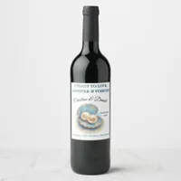 Beach Wedding Pearls Shell Elegant Ocean Theme  Gi Wine Label