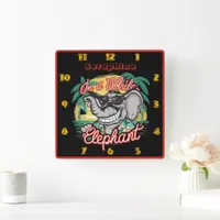 Sunny elephant in shades square wall clock