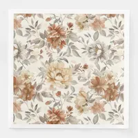 Cozy Autumn Aesthetic Fall Floral Pattern Paper Dinner Napkins