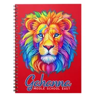 Gahanna Rainbow Lion Head Faux Glitter Spiral Notebook