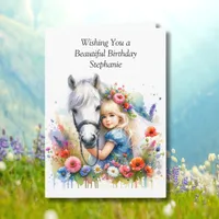 Horse and Coloring Page | Birthday Card for Girl