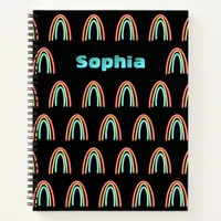 Custom Neon Rainbows Monogram Notebook