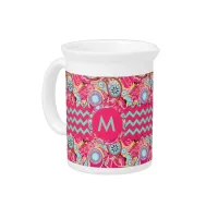 Paisley Chevron Monogram Pink PCMX Drink Pitcher