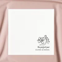 Perfect Pair - Whimsical Chic Illustration Wedding Napkins