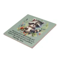 Raccoon Woodland Kids Christian Prayer on Blue |