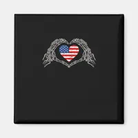 Skeleton Hand Heart 4th Of American Flag Patriotic Magnet