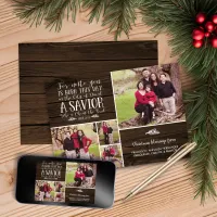 Rustic Wood Christian Christmas Photo Holiday Card