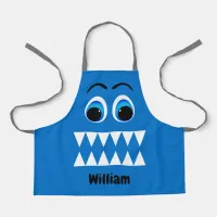 Cartoon Blue Monster Funny Face Apron