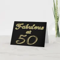 Fifty Years Fabulous at 50 Gold Typography Age 50 Card