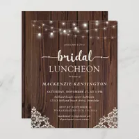 Budget Wood Lights Lace Bridal Shower Invitation