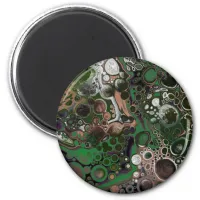 Black, Brown, White and Green Fluid Art   Magnet