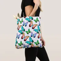 Realm of Rainbow Morpho Blue Butterflies Tote Bag