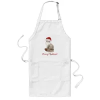 Cute Meowy Christmas Cat Long Apron