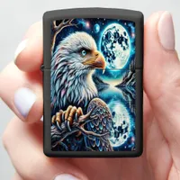 Celestial Moon Eagle Gazing Across Vast Waters Zippo Lighter