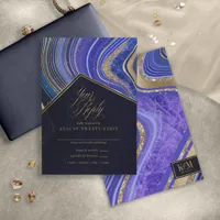 Abstract Agate Wedding Midnight ID827 RSVP Card