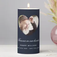 Blue heart photo funeral memorial pillar candle