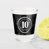 Elegant Black Marble 10 Years Work Anniversary Shot Glass